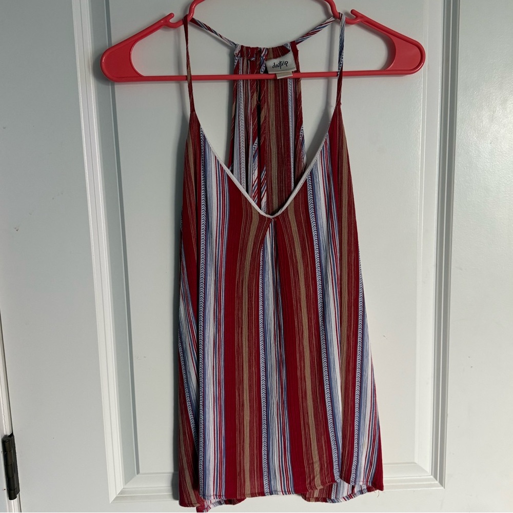 Red striped blouse tank top